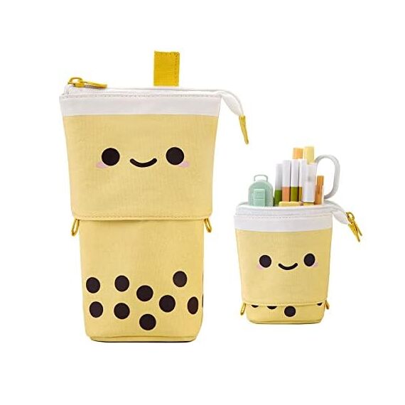 YeahBoom Federmäppchen Reißverschluss,2-in-1 Schlampermäppchen und Stifteköcher,Federmäppchen Mädchen,Ständer Bleistifthalter,Teleskopisch Mäppchen,Stifteköcher für Teenager Schülerin