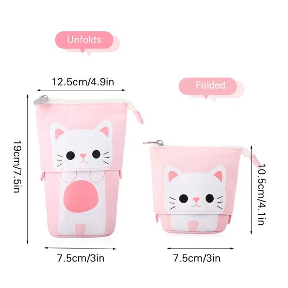 YeahBoom Federmäppchen Reißverschluss,2-in-1 Schlampermäppchen und Stifteköcher,Federmäppchen Mädchen,Ständer Bleistifthalter,Teleskopisch Mäppchen,Stifteköcher für Teenager Schülerin