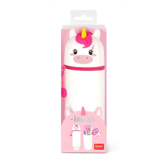 LEGAMI - 2-in-1 Weiche Silikontasche - Kawaii, Giraffe Schultasche, Tischstifthalter, Reißverschluss, Silikon, Stiftetasche Buntstifte Marker, H 18,5 cm