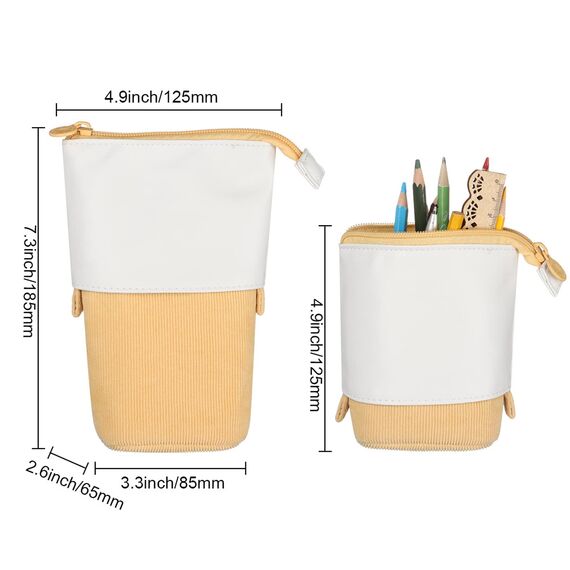 YeahBoom Federmäppchen Reißverschluss,2-in-1 Schlampermäppchen und Stifteköcher,Federmäppchen Mädchen,Ständer Bleistifthalter,Teleskopisch Mäppchen,Stifteköcher für Teenager Schülerin