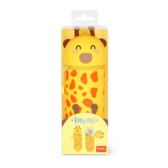 LEGAMI - 2-in-1 Weiche Silikontasche - Kawaii, Giraffe Schultasche, Tischstifthalter, Reißverschluss, Silikon, Stiftetasche Buntstifte Marker, H 18,5 cm
