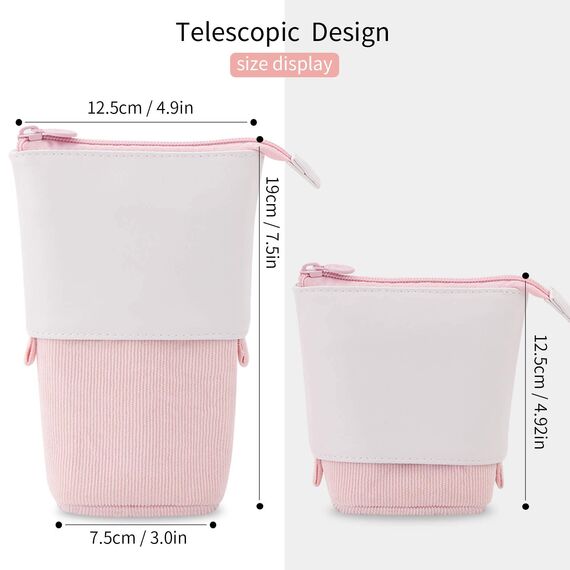 YeahBoom Federmäppchen Reißverschluss,2-in-1 Schlampermäppchen und Stifteköcher,Federmäppchen Mädchen,Ständer Bleistifthalter,Teleskopisch Mäppchen,Stifteköcher für Teenager Schülerin