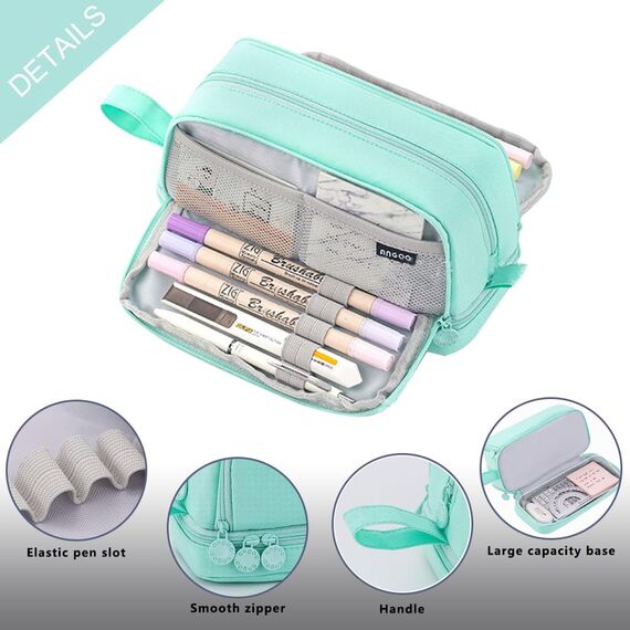 Mailain Federmäppchen Mäppchen für Jungen Mädchen Teenager, Groß Federtasche Federmappe Erwachsene Etui Schule 4 Fächer Pencil Cases (A-Grün)