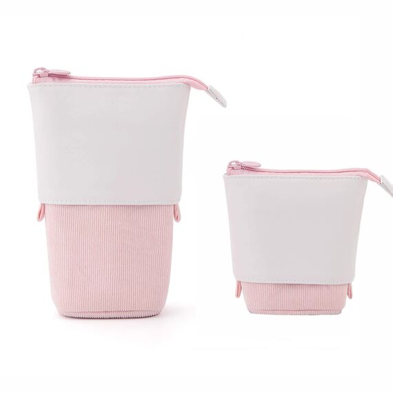 YeahBoom Federmäppchen Reißverschluss,2-in-1 Schlampermäppchen und Stifteköcher,Federmäppchen Mädchen,Ständer Bleistifthalter,Teleskopisch Mäppchen,Stifteköcher für Teenager Schülerin