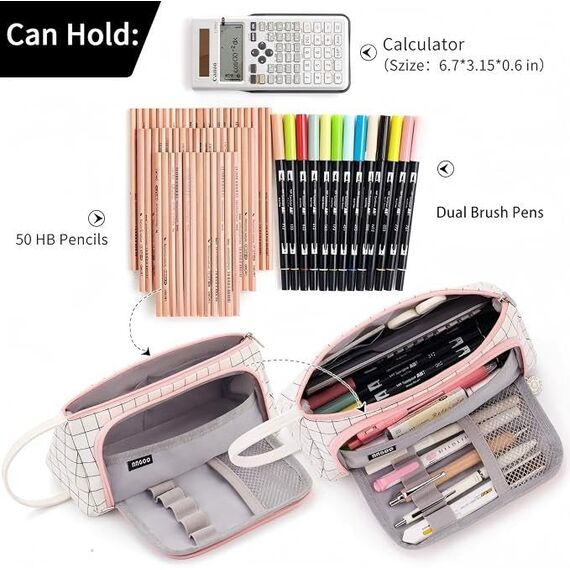 EASTHILL Federmäppchen Pencil case mit grossem Fassungsvermögen Mäppchen Schreibwarenbeutel Bleistift Beutel für Middle School College Office Studentin Mädchen Geschenk -kariert