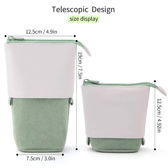 YeahBoom Federmäppchen Reißverschluss,2-in-1 Schlampermäppchen und Stifteköcher,Federmäppchen Mädchen,Ständer Bleistifthalter,Teleskopisch Mäppchen,Stifteköcher für Teenager Schülerin