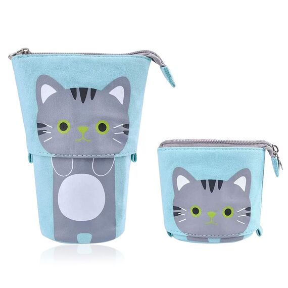 YeahBoom Federmäppchen Reißverschluss,2-in-1 Schlampermäppchen und Stifteköcher,Federmäppchen Mädchen,Ständer Bleistifthalter,Teleskopisch Mäppchen,Stifteköcher für Teenager Schülerin