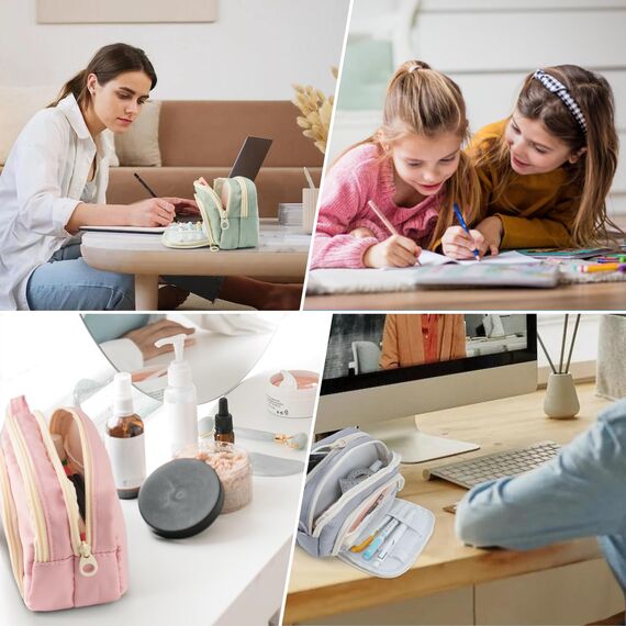 COLOCASTLE Federmäppchen Mäppchen mit 3 Fächer Federtasche große Kapazität Federmappe Mädchen Junge Teenager Erwachsene Schlamppermäppchen Pencil Case mit Tragegriff für Schule Büro