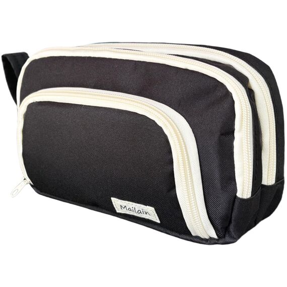 Mailain Federmappe Mäppchen mit 3 Fächer Federtasche große Kapazität Federmäppchen Mädchen Junge Teenager Erwachsene Pencil Case Schlamppermäppchen Etui Stifte für Schule Büro (Schwarz)