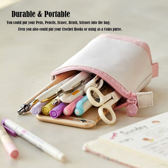 YeahBoom Federmäppchen Reißverschluss,2-in-1 Schlampermäppchen und Stifteköcher,Federmäppchen Mädchen,Ständer Bleistifthalter,Teleskopisch Mäppchen,Stifteköcher für Teenager Schülerin