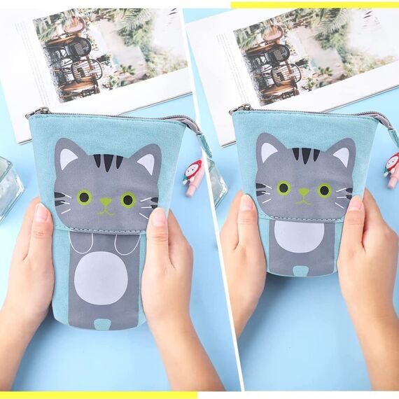 YeahBoom Federmäppchen Reißverschluss,2-in-1 Schlampermäppchen und Stifteköcher,Federmäppchen Mädchen,Ständer Bleistifthalter,Teleskopisch Mäppchen,Stifteköcher für Teenager Schülerin