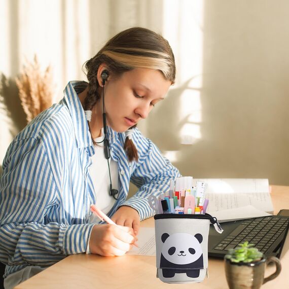 YeahBoom Federmäppchen Reißverschluss,2-in-1 Schlampermäppchen und Stifteköcher,Federmäppchen Mädchen,Ständer Bleistifthalter,Teleskopisch Mäppchen,Stifteköcher für Teenager Schülerin