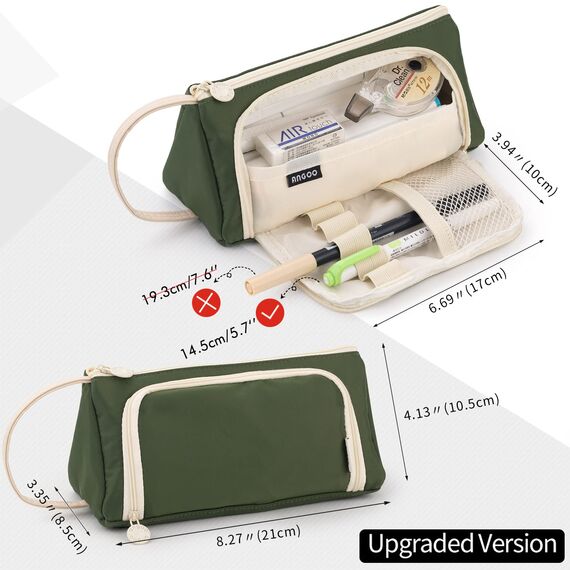 EASTHILL Federmäppchen mit großer Kapazität, hohe große Aufbewahrungstasche, Marker, Stifteetui, einfache Schreibwaren-Tasche, Schule, Uni, Büro, Organizer für Teenager, Mädchen, Tiefgrün