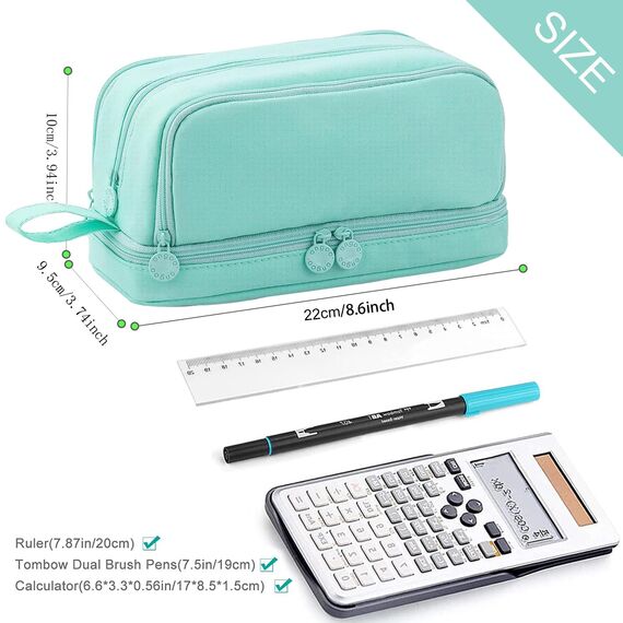 Mailain Federmäppchen Mäppchen für Jungen Mädchen Teenager, Groß Federtasche Federmappe Erwachsene Etui Schule 4 Fächer Pencil Cases (A-Grün)