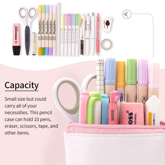 YeahBoom Federmäppchen Reißverschluss,2-in-1 Schlampermäppchen und Stifteköcher,Federmäppchen Mädchen,Ständer Bleistifthalter,Teleskopisch Mäppchen,Stifteköcher für Teenager Schülerin
