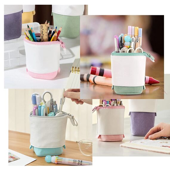 YeahBoom Federmäppchen Reißverschluss,2-in-1 Schlampermäppchen und Stifteköcher,Federmäppchen Mädchen,Ständer Bleistifthalter,Teleskopisch Mäppchen,Stifteköcher für Teenager Schülerin