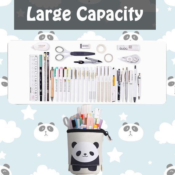 YeahBoom Federmäppchen Reißverschluss,2-in-1 Schlampermäppchen und Stifteköcher,Federmäppchen Mädchen,Ständer Bleistifthalter,Teleskopisch Mäppchen,Stifteköcher für Teenager Schülerin