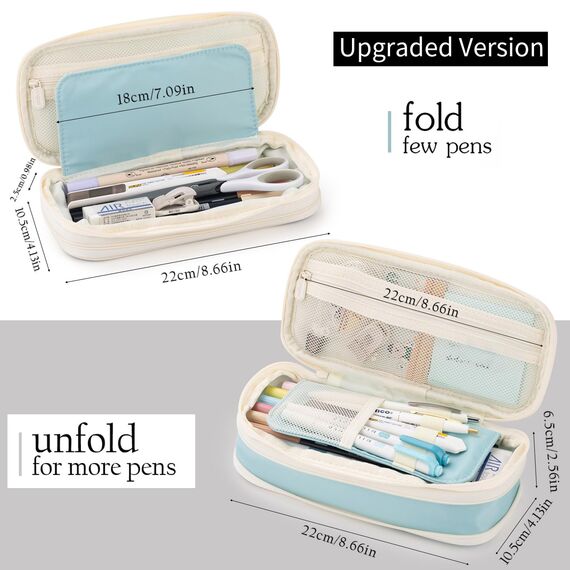 EASTHILL Federmäppchen mit großem Fassungsvermögen, großes Federmäppchen, Schreibwaren-Stifttasche für Teenager-Blau