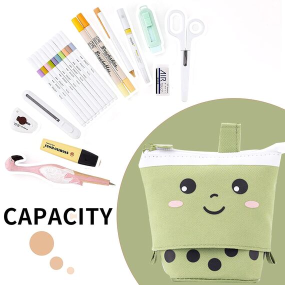 YeahBoom Federmäppchen Reißverschluss,2-in-1 Schlampermäppchen und Stifteköcher,Federmäppchen Mädchen,Ständer Bleistifthalter,Teleskopisch Mäppchen,Stifteköcher für Teenager Schülerin