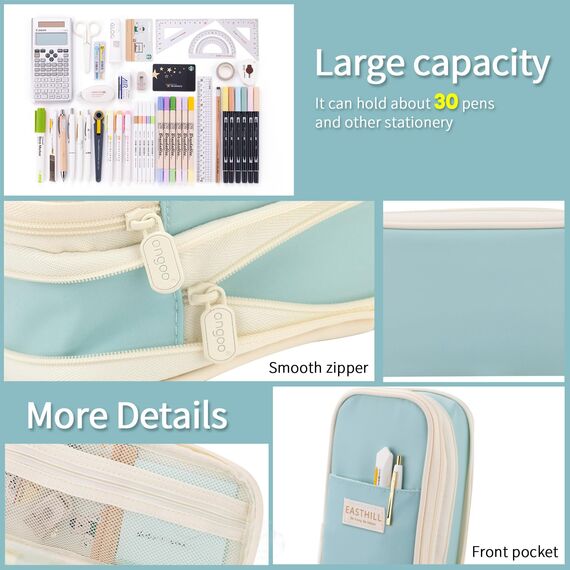 EASTHILL Federmäppchen mit großem Fassungsvermögen, großes Federmäppchen, Schreibwaren-Stifttasche für Teenager-Blau