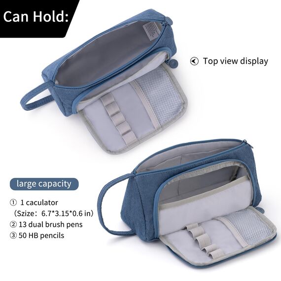 EASTHILL Federmäppchen mit grossem Fassungsvermögen Mäppchen Schreibwarenbeutel Bleistift Beutel für Middle High School College Mädchen Erwachsener Teenager Geschenk -Blue