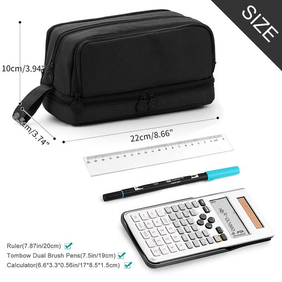 Mailain Federmäppchen Mäppchen für Jungen Mädchen Teenager, Groß Federtasche Federmappe Erwachsene Etui Schule 4 Fächer Pencil Cases (Schwarz)