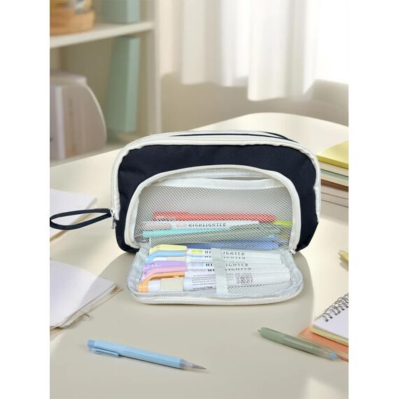 Mailain Federmappe Mäppchen mit 3 Fächer Federtasche große Kapazität Federmäppchen Mädchen Junge Teenager Erwachsene Pencil Case Schlamppermäppchen Etui Stifte für Schule Büro (Schwarz)