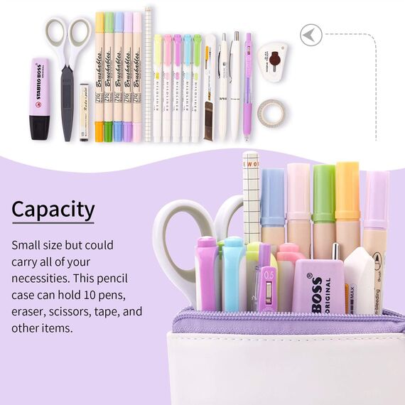 YeahBoom Federmäppchen Reißverschluss,2-in-1 Schlampermäppchen und Stifteköcher,Federmäppchen Mädchen,Ständer Bleistifthalter,Teleskopisch Mäppchen,Stifteköcher für Teenager Schülerin