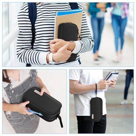 FINPAC Federmäppchen Federtasche - Große Kapazität Mäppchen mit 3 Fächer Stiftetasche Schlamperbox Bleistifttasche Schulmäppchen für Schule & Büro, (Schwarz)