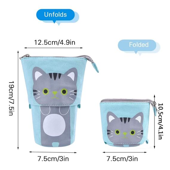 YeahBoom Federmäppchen Reißverschluss,2-in-1 Schlampermäppchen und Stifteköcher,Federmäppchen Mädchen,Ständer Bleistifthalter,Teleskopisch Mäppchen,Stifteköcher für Teenager Schülerin