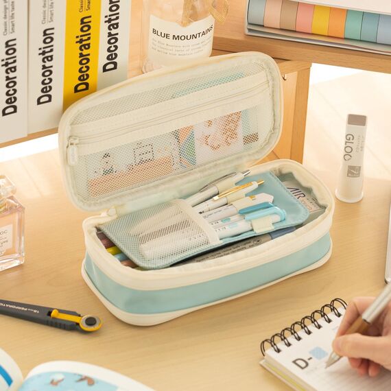 EASTHILL Federmäppchen mit großem Fassungsvermögen, großes Federmäppchen, Schreibwaren-Stifttasche für Teenager-Blau