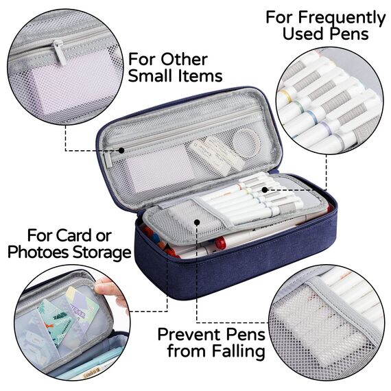 WEMATE Federmäppchen Federtaschen Mäppchen Etui Stifte 5 Fach, Große Kapazität Pencil Case Großes Federmäppchen Tasche Halter Schreibwaren Zippered Desk Organizer