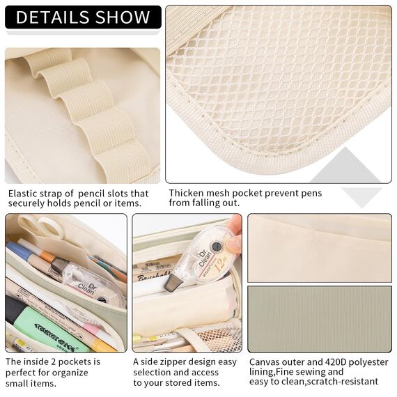 EASTHILL Federmäppchen Pencil case mit grossem Fassungsvermögen Mäppchen Schreibwarenbeutel Bleistift Beutel für Middle High School College Office Studentin Mädchen Erwachsener-Light Green