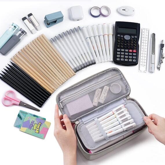 WEMATE Federmäppchen Federtaschen Mäppchen Etui Stifte 5 Fach, Große Kapazität Pencil Case Großes Federmäppchen Tasche Halter Schreibwaren Zippered Desk Organizer