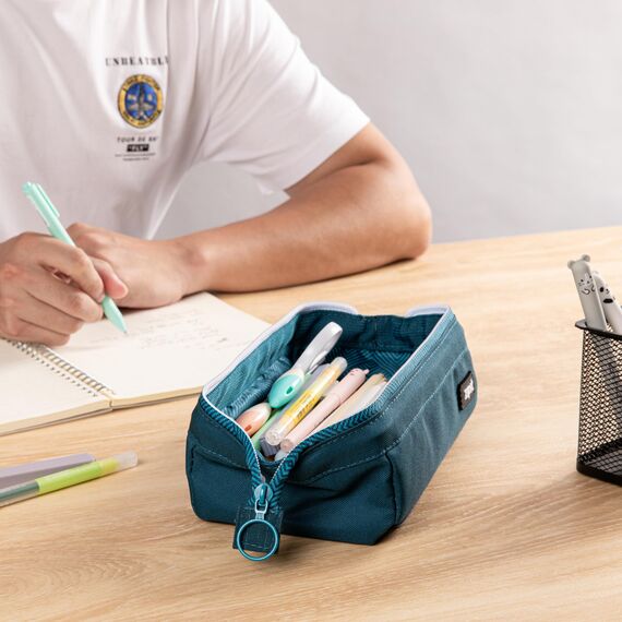 ZIPIT Lenny Federmäppchen, Großes Mäppchen für Schule und Büro, Etui mit breiter Öffnung, Federmappe Blaugrün