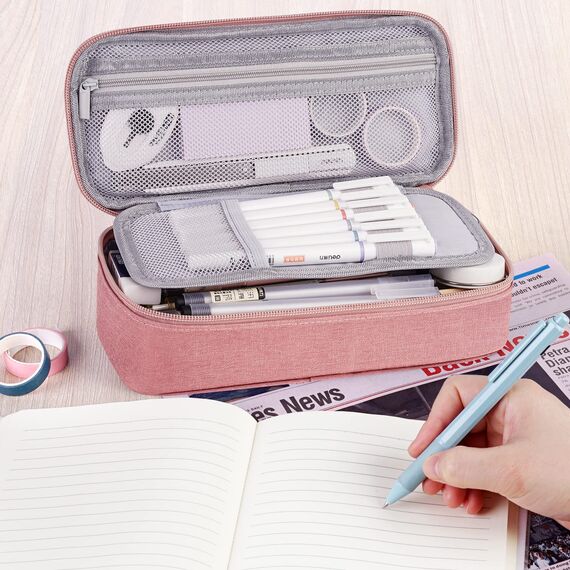WEMATE Federmäppchen Federtaschen Mäppchen Etui Stifte 5 Fach, Große Kapazität Pencil Case Großes Federmäppchen Tasche Halter Schreibwaren Zippered Desk Organizer