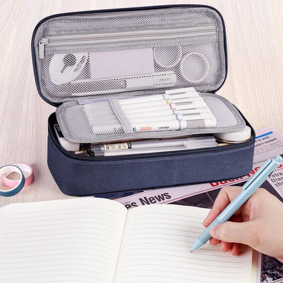 WEMATE Federmäppchen Federtaschen Mäppchen Etui Stifte 5 Fach, Große Kapazität Pencil Case Großes Federmäppchen Tasche Halter Schreibwaren Zippered Desk Organizer