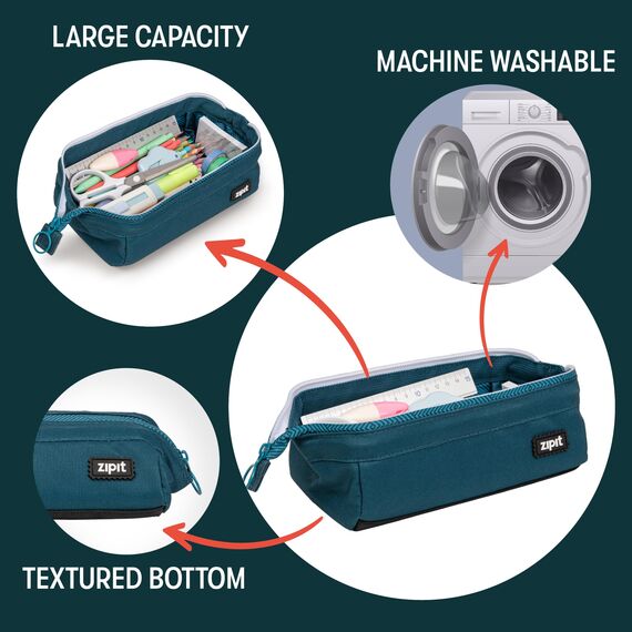 ZIPIT Lenny Federmäppchen, Großes Mäppchen für Schule und Büro, Etui mit breiter Öffnung, Federmappe Blaugrün