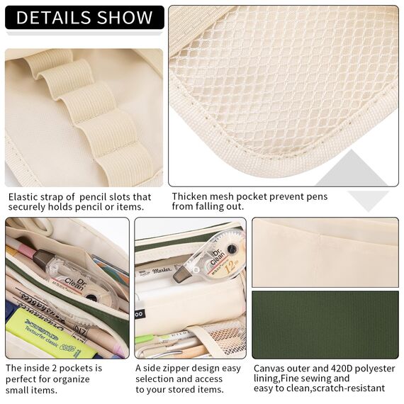 EASTHILL Federmäppchen mit großer Kapazität, hohe große Aufbewahrungstasche, Marker, Stifteetui, einfache Schreibwaren-Tasche, Schule, Uni, Büro, Organizer für Teenager, Mädchen, Tiefgrün