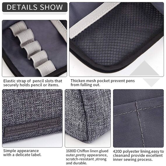 EASTHILL Federmäppchen mit grossem Mäppchen groß Stiftebeutel Aufbewahrungstasche für Schulbüro Organisatorin Studentin Teenager Mädchen Jungs Frauen Erwachsenengeschenk-Dunkelgrau