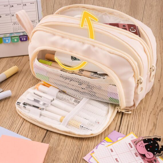 COLOCASTLE Federmäppchen Mäppchen mit 3 Fächer Federtasche große Kapazität Federmappe Mädchen Junge Teenager Erwachsene Schlamppermäppchen Pencil Case mit Tragegriff für Schule Büro