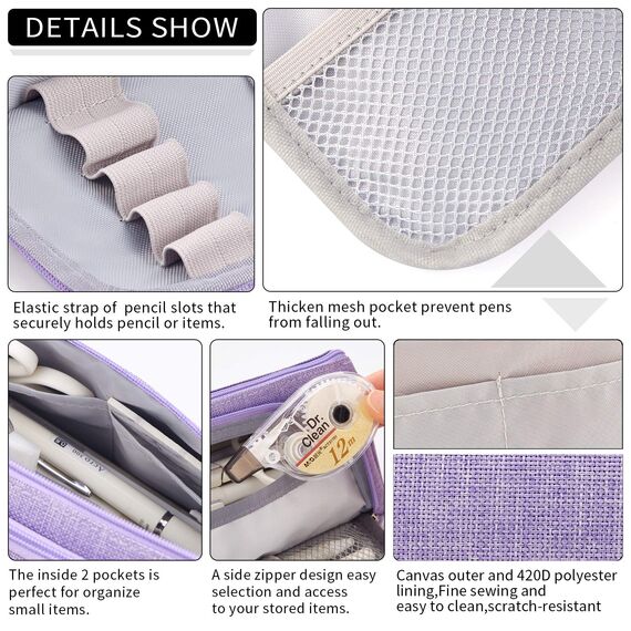 EASTHILL Federmäppchen mit grossem Fassungsvermögen Mäppchen Schreibwarenbeutel Bleistift Beutel für Middle High School College Office Studentin Mädchen Erwachsener Teenager Geschenk -Violett