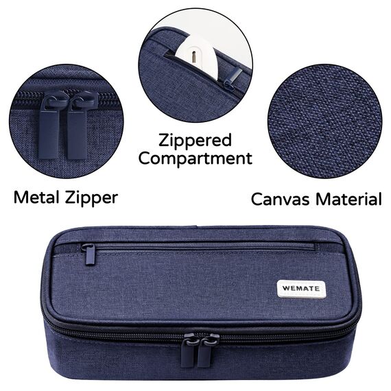 WEMATE Federmäppchen Federtaschen Mäppchen Etui Stifte 5 Fach, Große Kapazität Pencil Case Großes Federmäppchen Tasche Halter Schreibwaren Zippered Desk Organizer