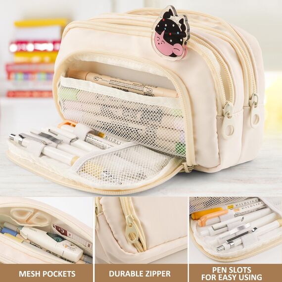 COLOCASTLE Federmäppchen Mäppchen mit 3 Fächer Federtasche große Kapazität Federmappe Mädchen Junge Teenager Erwachsene Schlamppermäppchen Pencil Case mit Tragegriff für Schule Büro