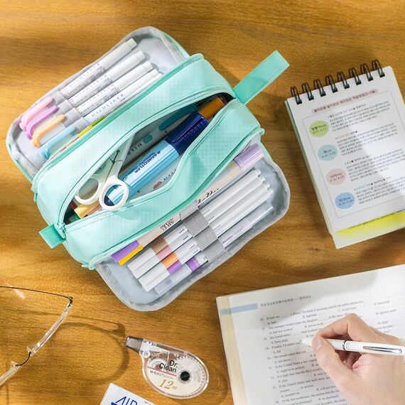 Mailain Federmäppchen Mäppchen für Jungen Mädchen Teenager, Groß Federtasche Federmappe Erwachsene Etui Schule 4 Fächer Pencil Cases (A-Grün)