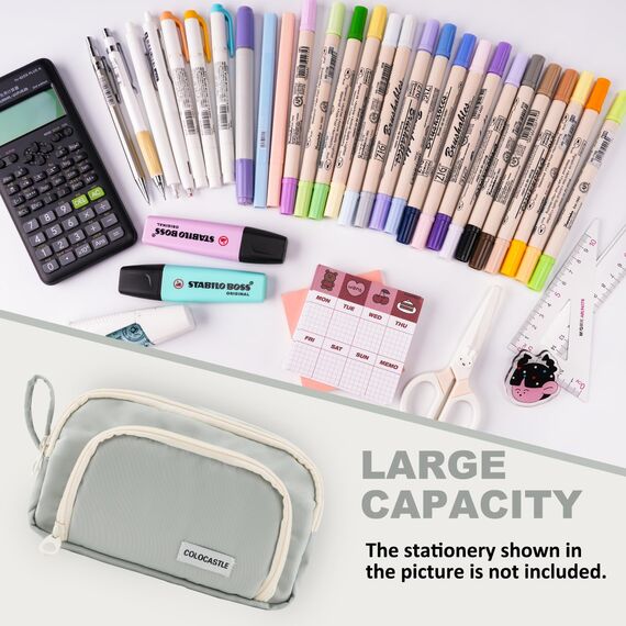 COLOCASTLE Federmäppchen Mäppchen mit 3 Fächer Federtasche große Kapazität Federmappe Mädchen Junge Teenager Erwachsene Schlamppermäppchen Pencil Case mit Tragegriff für Schule Büro