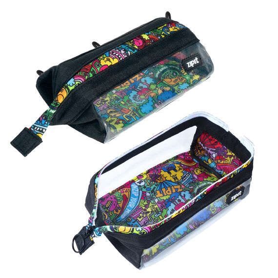 ZIPIT Transparentes Federmäppchen, Großes Mäppchen für Schule und Büro, Etui mit breiter Öffnung, Blaugrün