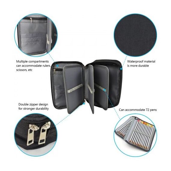 Tolenre Federmäppchen 72 Slots Große Kapazität Bleistift-Beutel Mäppchen Portable Abnehmbar Aufbewahrung Bleistifte Organizer Stationäre Fall Farbige Bleistifte Halter für Mädchen Jungen Erwachsene