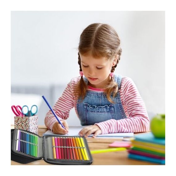 Federmäppchen 72 Slots Große Kapazität Bleistift-Beutel Mäppchen Portable Abnehmbar Aufbewahrung Bleistifte Organizer Stationäre Fall Farbige Bleistifte Halter für Mädchen Jungen Erwachsene (Lila)