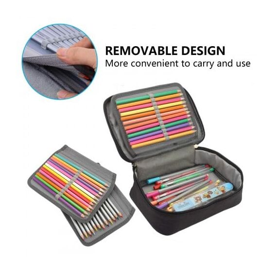 Federmäppchen 72 Slots Große Kapazität Bleistift-Beutel Mäppchen Portable Abnehmbar Aufbewahrung Bleistifte Organizer Stationäre Fall Farbige Bleistifte Halter für Mädchen Jungen Erwachsene (Blau)